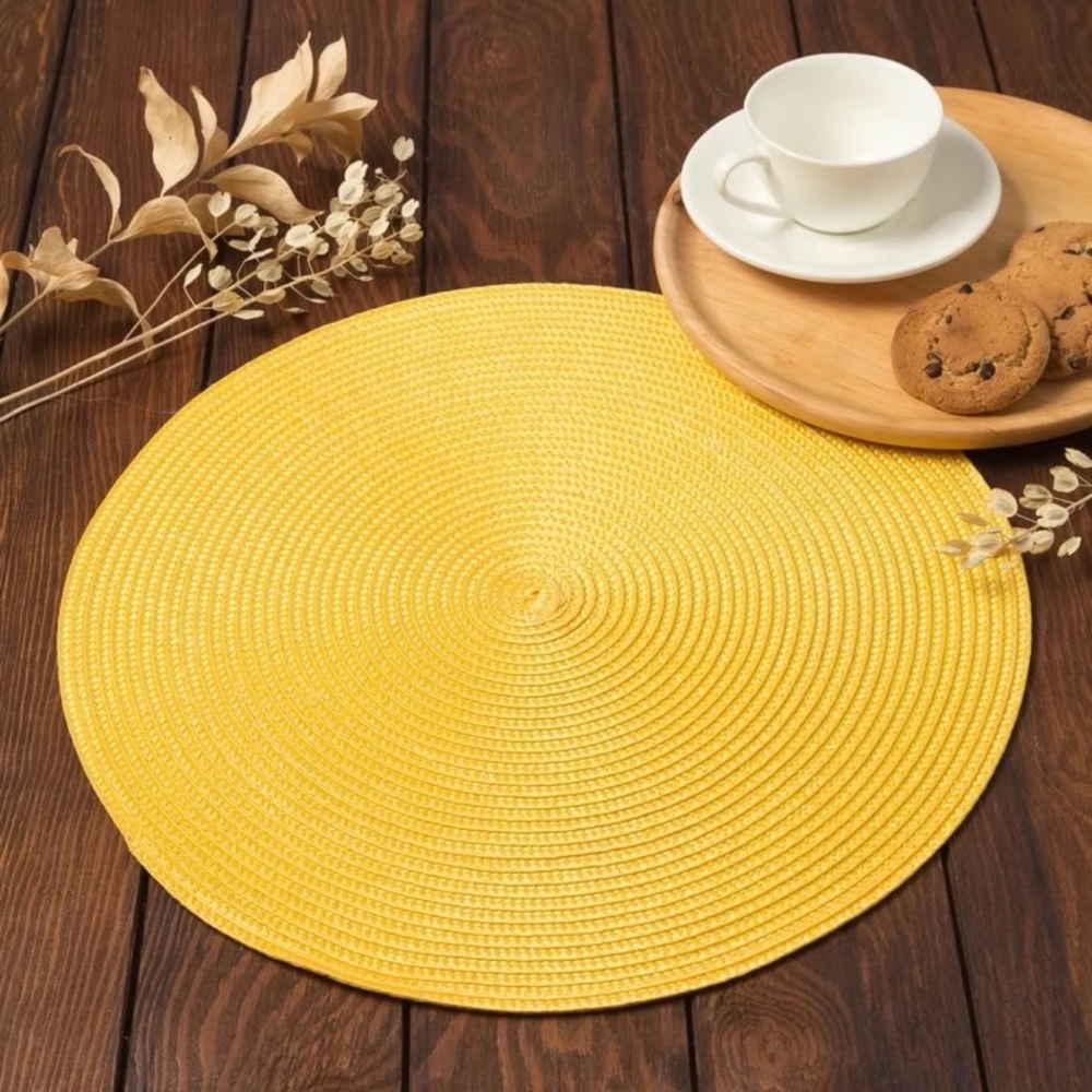 Yellow Woven Round Placemats (Set of 4)
